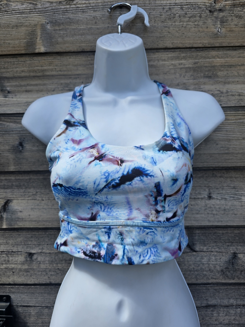 lululemon athletica Blue, White & Pink Abstract Racerback Crop